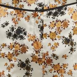Pre Owned Victoria Victoria Beckham Off-White Floral Print Satin Trousers S