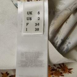 Pre Owned Victoria Victoria Beckham Off-White Floral Print Satin Trousers S