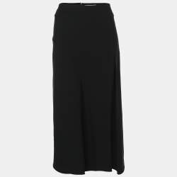 Pre Owned Victoria Beckham Black Crepe Midi Skirt M 