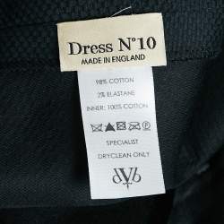 Pre Owned Victoria Beckham Black Cotton Canvas Plunging Neck Sheath Dress M