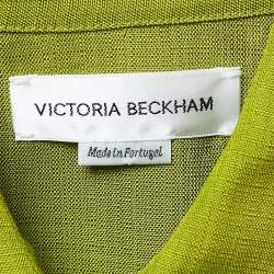 Pre Owned Victoria Beckham Green Crepe Shirt and Flared Pants Set S