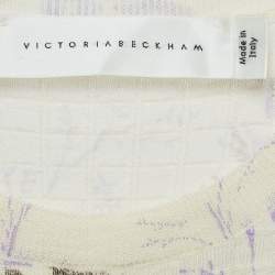 Victoria Beckham Cream Floral Print Wool Knit Sweater S 