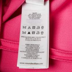 Pre Owned Victoria Beckham Pink Wool Blend Paneled Midi Sheath Dress M