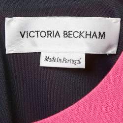 Pre Owned Victoria Beckham Pink Wool Blend Paneled Midi Sheath Dress M