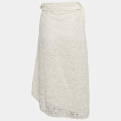 Victoria Beckham White Floral Lace Wrap Maxi Skirt S
