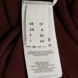 Pre Owned Victoria Beckham Burgundy Crepe High Neck Midi Dress M