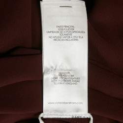 Pre Owned Victoria Beckham Burgundy Crepe High Neck Midi Dress M