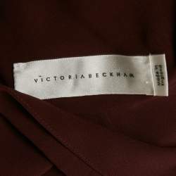 Pre Owned Victoria Beckham Burgundy Crepe High Neck Midi Dress M