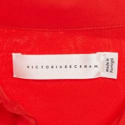 مملوكة مسبقًا Victoria Beckham Red Silk Drape Style Midi Dress M