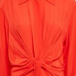 مملوكة مسبقًا Victoria Beckham Red Silk Drape Style Midi Dress M