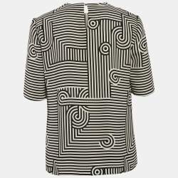 Victoria Beckham Black/White Printed Crepe Top M