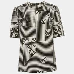 Victoria Beckham Black/White Printed Crepe Top M