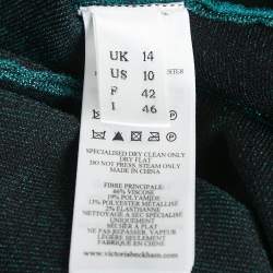 VB Body by Victoria Beckham Green Lurex Knit Flared Midi Dress L