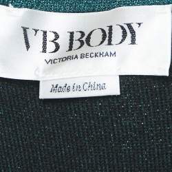 VB Body by Victoria Beckham Green Lurex Knit Flared Midi Dress L
