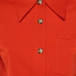 Victoria Beckham Red Jersey Fitted Button Front Shirt M