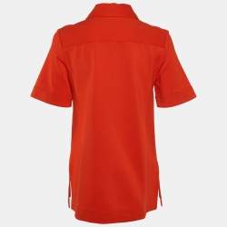 Victoria Beckham Red Jersey Fitted Button Front Shirt M