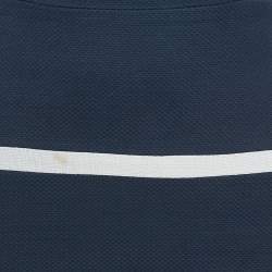 Victoria Beckham Navy Blue Basket Weave Cotton Midi Dress M