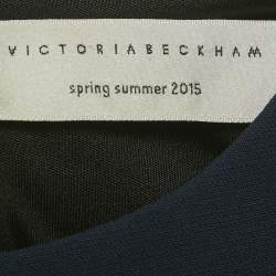 Victoria Beckham Navy Blue Silk Blend Cut-Out Shoulder Sheath Dress S
