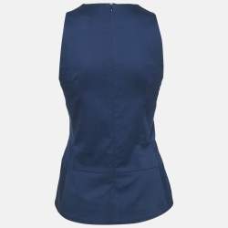 Victoria Beckham Navy Blue Cotton Sleeveless Top M 