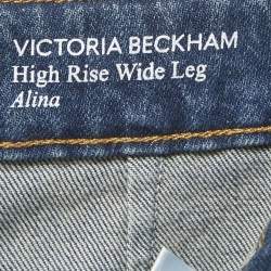 Victoria Beckham Black Faded Denim Flared High Rise Jeans S Waist 27"