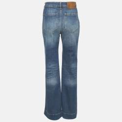 Victoria Beckham Black Faded Denim Flared High Rise Jeans S Waist 27"