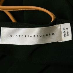 Victoria Beckham Black Leather Trim Crepe Midi Dress M