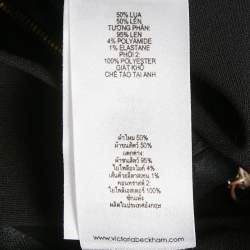 Pre Owned Victoria Beckham Cream and Black Silk and Wool Panel Detail Sleeveless Midi Dress M