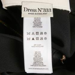 Pre Owned Victoria Beckham Cream and Black Silk and Wool Panel Detail Sleeveless Midi Dress M