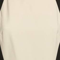 Pre Owned Victoria Beckham Cream and Black Silk and Wool Panel Detail Sleeveless Midi Dress M