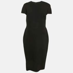 Victoria Beckham Black Crepe Midi Dress L