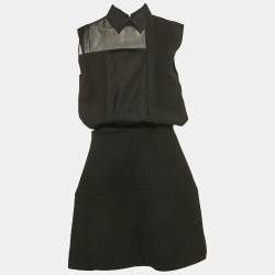 Victoria Beckham Black Wool Blend Sleeveless Mini Dress M