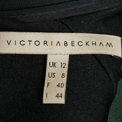 Victoria Beckham Green/Black Wool Blend Paneled Detail Bodycon Dress M