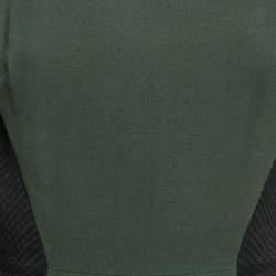 Victoria Beckham Green/Black Wool Blend Paneled Detail Bodycon Dress M