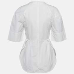 Pre Owned Victoria Beckham White Cotton Pleated Top S