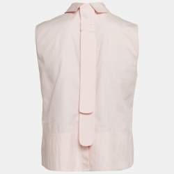 Pre Owned Victoria Beckham Pink Cotton Sleeveless Collared Top S