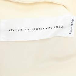 Pre Owned Victoria Victoria Beckham Cream/Black Wool Lace Dress M