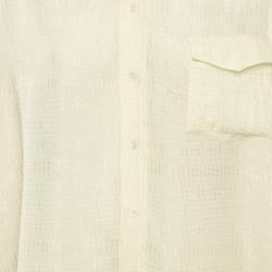 Pre Owned Victoria Beckham Multicolor/Cream Textured Crepe Oversized Shirt XS