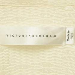 Pre Owned Victoria Beckham Multicolor/Cream Textured Crepe Oversized Shirt XS