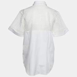 Pre Owned Victoria Beckham White Cotton Lace panel Detail Shirt S