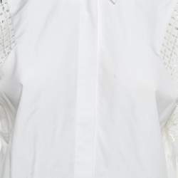 Pre Owned Victoria Beckham White Cotton Lace panel Detail Shirt S