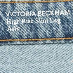 Pre Owned Victoria Beckham Blue High Waisted Denim Straight Leg Julia Jeans L Waist 31"