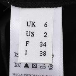 Pre Owned Victoria Beckham Black Crepe Ruffle Lace-Trim Mini Dress S