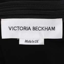 Pre Owned Victoria Beckham Black Crepe Ruffle Lace-Trim Mini Dress S