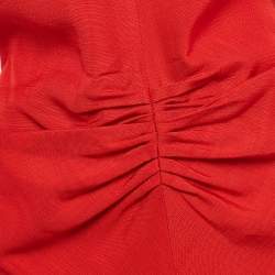 Pre Owned Victoria Beckham Red Linen Draped Short Dress S