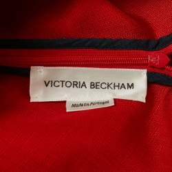 Pre Owned Victoria Beckham Red Linen Draped Short Dress S