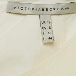 Pre Owned Victoria Beckham Off-White Cotton Blend Sleeveless Short Dress M