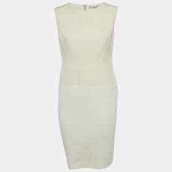 Pre Owned Victoria Beckham Off-White Cotton Blend Sleeveless Short Dress M