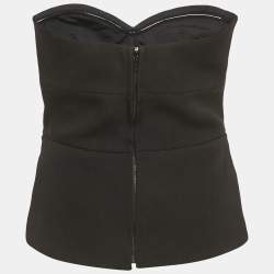 Pre Owned Victoria Beckham Black Wool Strapless Corset Top M