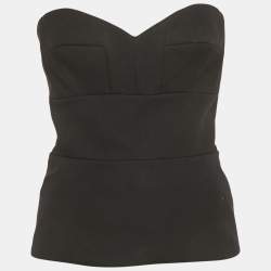 مملوكة مسبقًا Victoria Beckham Black Wool Strapless Corset Top M