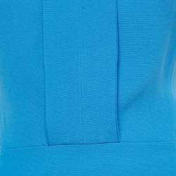 Pre Owned Victoria Beckham Blue Wool & Silk Sheath Midi Dress S